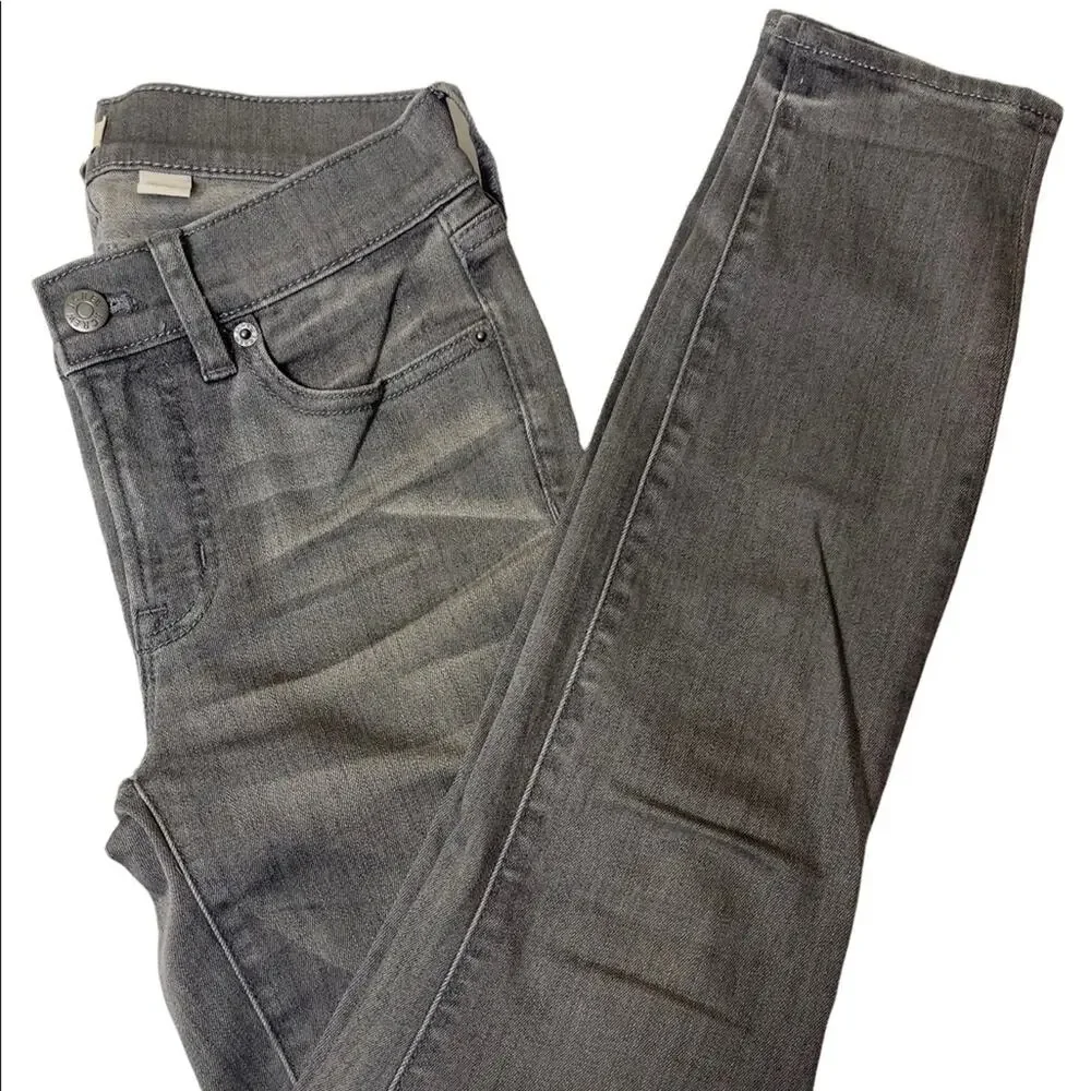 J. Crew Mid Rise Distressed Skinny Jean Grey Size 24